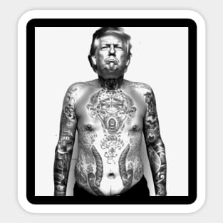 Tatted Trump Behind Bars Sticker